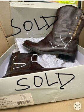 SOLD*Jessica Simpson Dark Brown Leather Mid-Calf Zip Boots JS Toots SOLD*